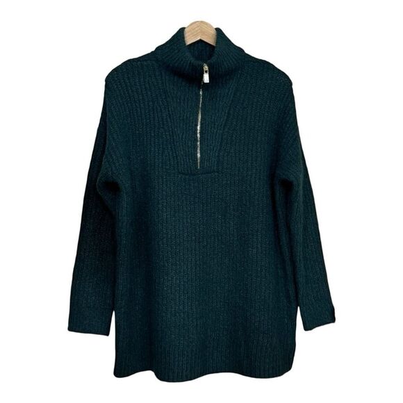 Express fuzzy knit quarter zip tunic sweater small - Picture 2 of 11